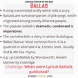 Ballad Definition, Examples | English literature notes, Teaching ...