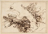 Salvator Rosa Studies for The Death of Empedocles Painting by Leonardo ...