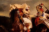 Eugène delacroix, il combattimento di giaour e hassan, 1826, 02 cavallo ...
