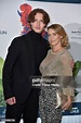 Tina Ruland and her son Jahvis Rahmoune attend the "Falling in love ...