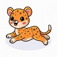 Cute baby leopard cartoon running 10380785 Vector Art at Vecteezy