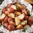 Foil pack grilled red potatoes - grilled baby red potatoes