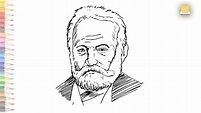 Victor Hugo face drawing easy | How to draw Victor Hugo step by step ...