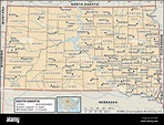 Politische Karte von South Dakota Stockfotografie - Alamy