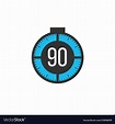 90 minutes timer stopwatch or countdown icon Vector Image