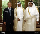 Sheikh Hamad Bin Khalifa Al Thani Emir of Qatar and son Sheikh Joaan ...