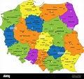 Mapa político de Polonia colorido con capas claramente etiquetadas y ...
