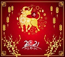 Golden Chinese New Year 2021 Poster with Ox and Frame 696495 Vector Art ...