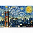 San Francisco, California - Skyline - Van Gogh Starry Night (12x18 ...