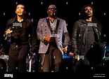 B. David Whitworth (l), Philip Bailey (c) and Philip Bailey Jr (r) of Earth Wind and Fire ...