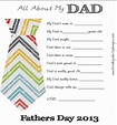 All About My Dad Free Printable - Gifts for Fathers Day - Brooklyn ...