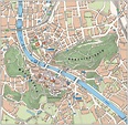 Large tourist map of Salzburg city center | Salzburg | Salzburg ...