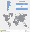 Carte De L'Argentine Sur Une Carte Du Monde Avec L'indicateur De ...