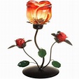 Romantic Floral Glass Rose Tea Light Candle Holder - Single rose (With ...