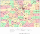 Large administrative map of Colorado state with roads and cities ...