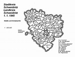 Karte: Stadtkreis/Landkreis Schweidnitz 1. 1. 1945 - Städte und Amtsbezirke