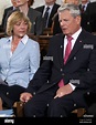 German President Joachim Gauck sits next to his partner Daniela Schadt ...