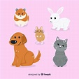 Diseño de colección de animales de dibujos animados domésticos | Vector ...