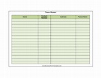 Team Roster Template Download Printable PDF | Templateroller