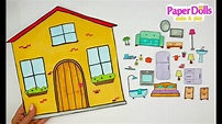HOW TO MAKE DOLLHOUSE FOR PAPER DOLLS DRAWING FURNITURE FOR KIDS - YouTube