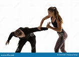 Man and Woman Fighting in Studio, Women`s Self-defense Concept Stock ...