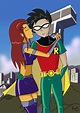 Robin and Starfire - Playful Kiss by Kumi-Kirkland on DeviantArt