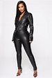 In The Baddie Business Faux Leather Jumpsuit - Black | Fashion Nova ...