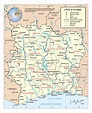 Detallado político y administrativo mapa de Costa de Marfil con ...