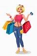 Young woman holding shopping bags 1265673 Vector Art at Vecteezy