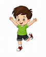 Niño feliz de dibujos animados levantando la mano | Vector Premium