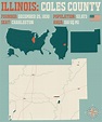 Mapa Del Condado De Coles En Illinois Ilustración del Vector ...