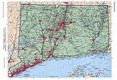 Laminated Map - Large detailed roads and highways map of Connecticut ...