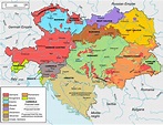 Labeled Austrian Empire Map with States, Capital & Cities
