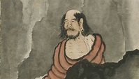 Bodhidharma meditating in a cave.