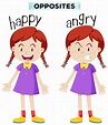 Opposite wordcard for happy and angry | Free Vector