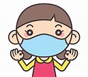 Cartoon cute little girl wears face mask for protect against virus and ...