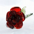 Red Glass Rose Long Stemmed, Glass Flower Forever Untamed Rose ...