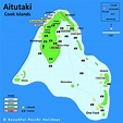 Map of Aitutaki in the Cook Islands showing Hotel Locations
