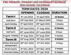 2024 School Calendar for Kenya - Primary, Secondary, TTC - JITIMU