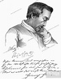portrait of Christian Johann Heinrich Heine, 1797 - 1856, a German poet ...