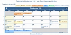 Calendario Noviembre 2021 para imprimir - México