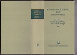 Kritisches Journal der Philosophie I/II. Mit einem Anhang herausgegeben ...