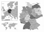 Mapa Blanco Y Negro Altamente Detallado De Alemania. Stock de ...
