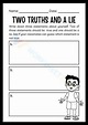 Two Truths and A Lie worksheets