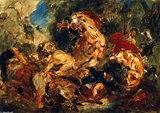 Museumsqualität Prints Lion Hunt (Studie), 1854 von Eugène Delacroix ...
