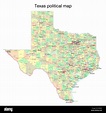Mapa político del estado de Texas Fotografía de stock - Alamy