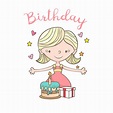 Birthday card with cute girl - Download Free Vectors, Clipart Graphics ...