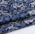 Tejido brocado tejido brocado color azul marino con patrón de - Etsy México
