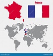 France Map on a World Map with Flag and Map Pointer. Vector ...