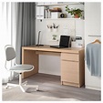 MALM - 書桌/工作桌, 實木貼皮, 染白橡木 | IKEA 線上購物